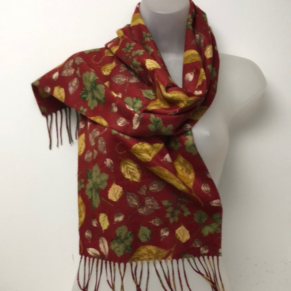 Fashionable Fall Foliage Fringe Scarf Cashmink Superfine made in Germany